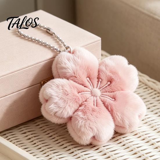 Fun Keychain 1/2/3Pcs Pendant, Soft Plush Cherry Blossom Design Key Chain, Pink Floral Pendant Style Backpack Holder, Portable Accessory for Bags Car