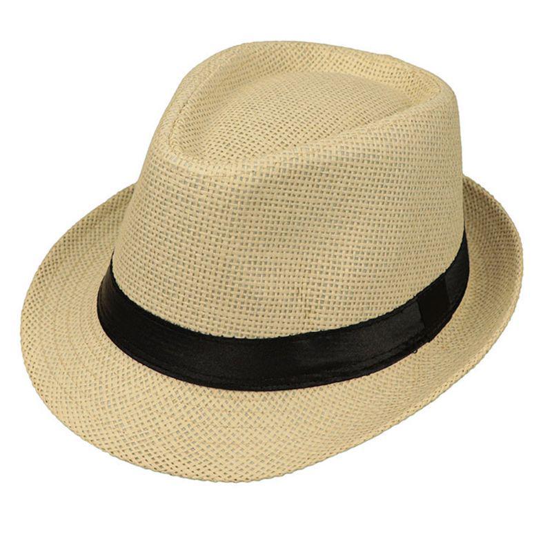 Unisex British Style Straw Jazz Fedora - Ideal Spring/Summer Sun Hat for Outdoor, Parent-Child Matching