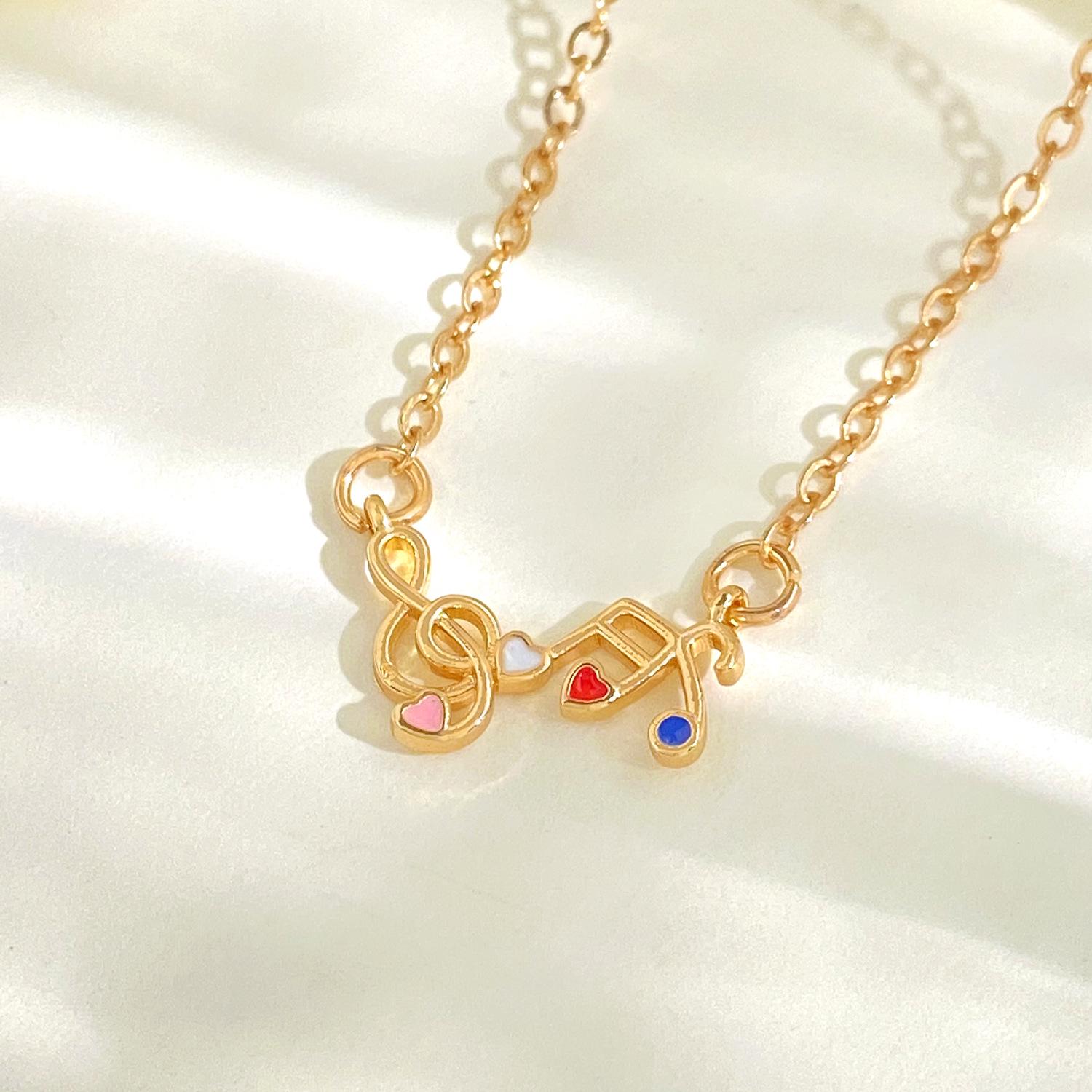 

2024 Colorful Heart Note Pendant Necklace - Women s Japanese & Korean Style