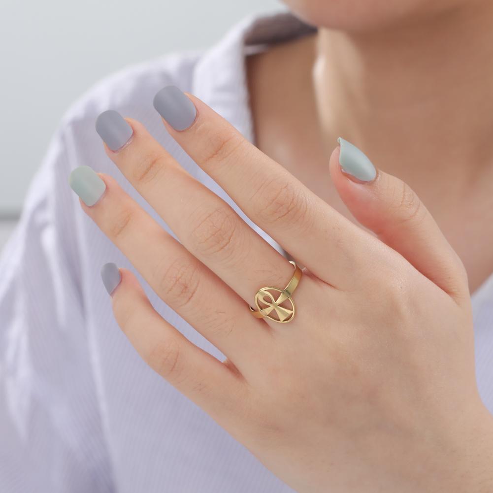 Cazador Egyptian Ankh Cross Women's Ring Vintage Amulet Stainless Steel Open Finger Rings Jewelry 2026 Birthday Gift Wholesale