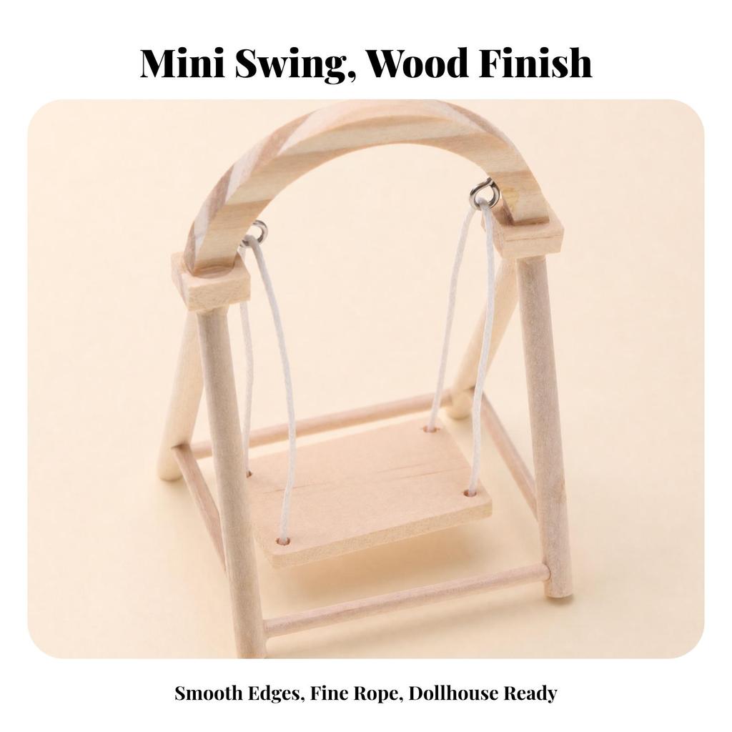 Freestanding Wooden Miniature Swing with A-Shaped Collectible Model