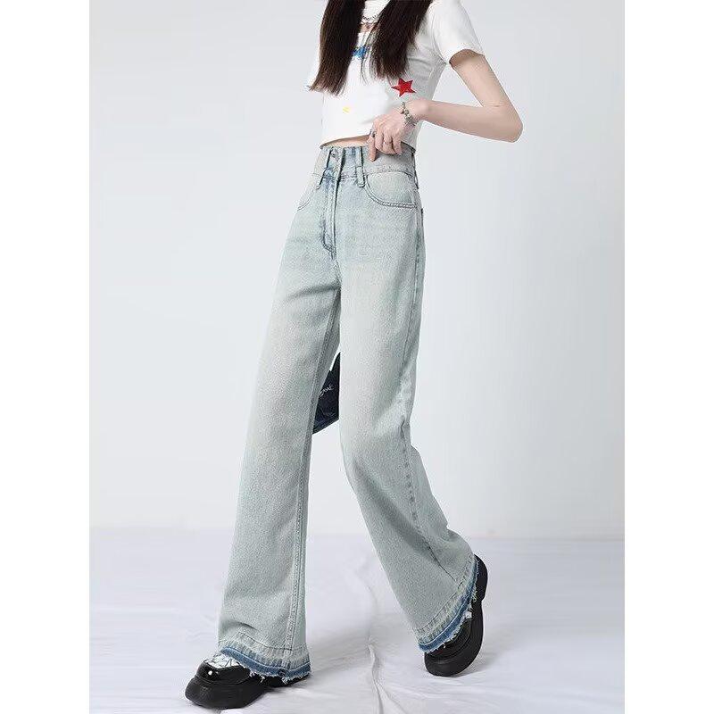 Women's Light Wide-Leg High-Waisted Jeans - Slimming, Floor-Length, Summer 2026 Collection
