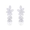 Nadel Leichter Luxus Blatt Voll Diamant Perlenohrringe Leicht Eingelegter Zirkon High-End Temperament Ohrringe Ohrringe
