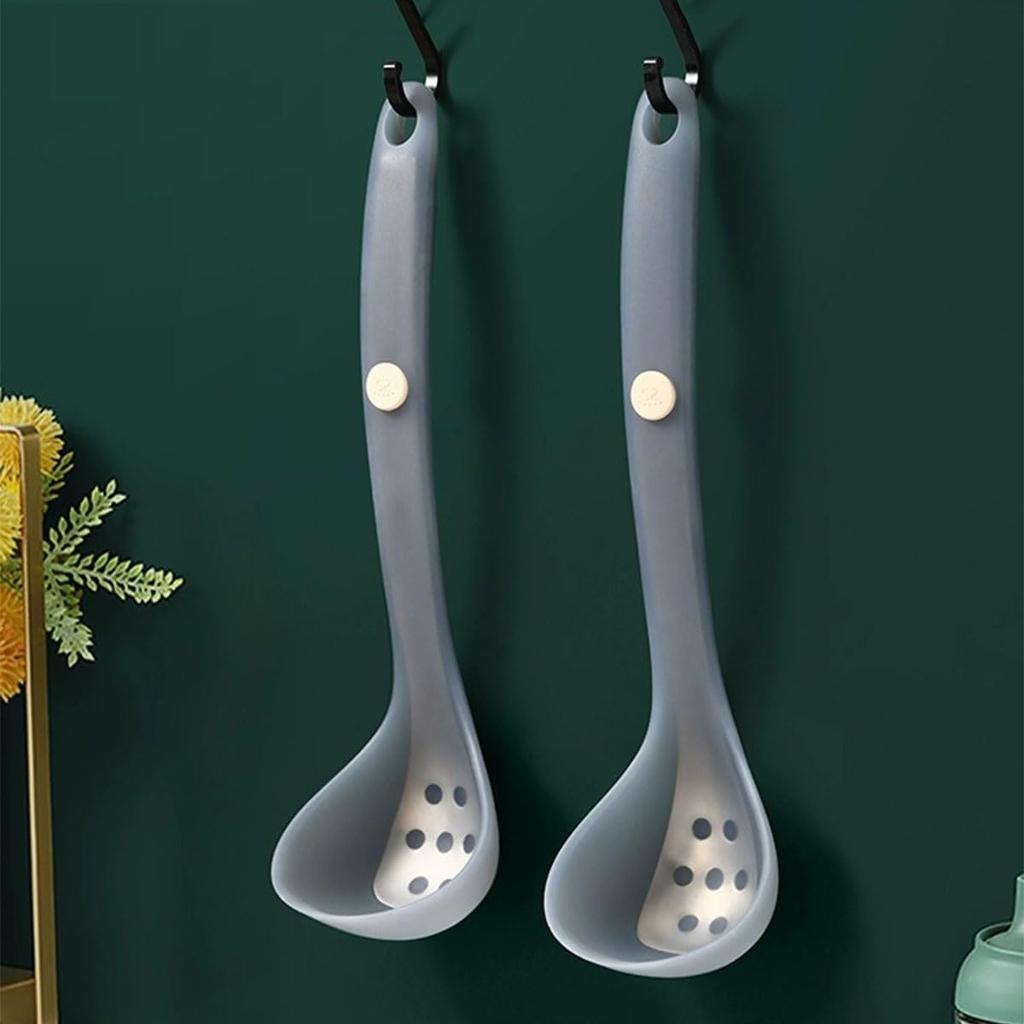 Kitchen Silicone Soup Ladle,Heat Resistant,Non-stick Seamless Rubber Deep Serving Spoon for Soups, Stews, Dressings