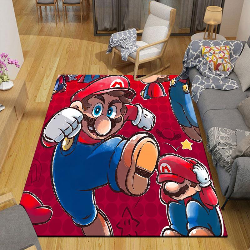 Super Mario2 Flannel Pattern Square Carpet,Area Rug,Carpet Rug for Living Room Bedroom Sofa Playroom Decor,Non-slip Floor Mat