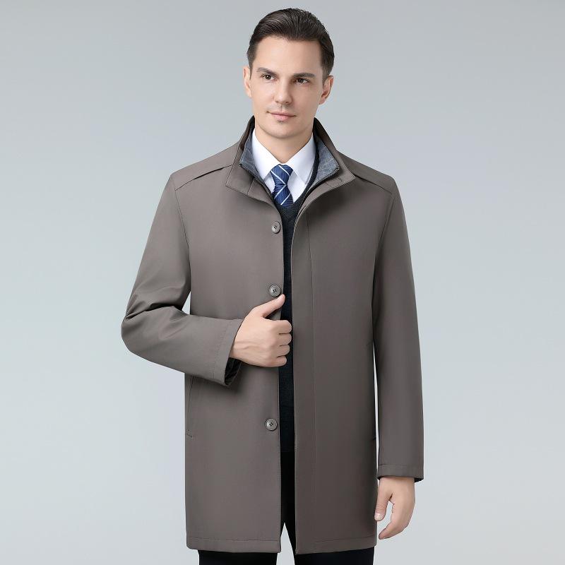 2024 Men's Mid-Length Lapel Coat: High-End Spring/Autumn Business Casual Windbreaker