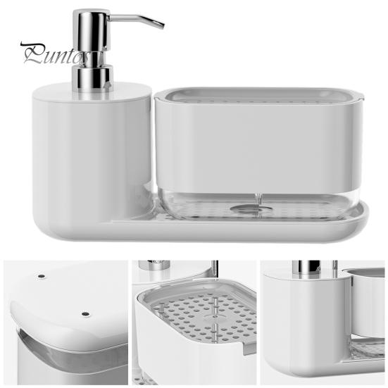 Kitchen Dish Soap Dispenser with Sponge Holder Anti-Slip Base Refillable Hand & Dish Soap Container Kit Hand Sanitizer Dispensing Box for Home Hotel