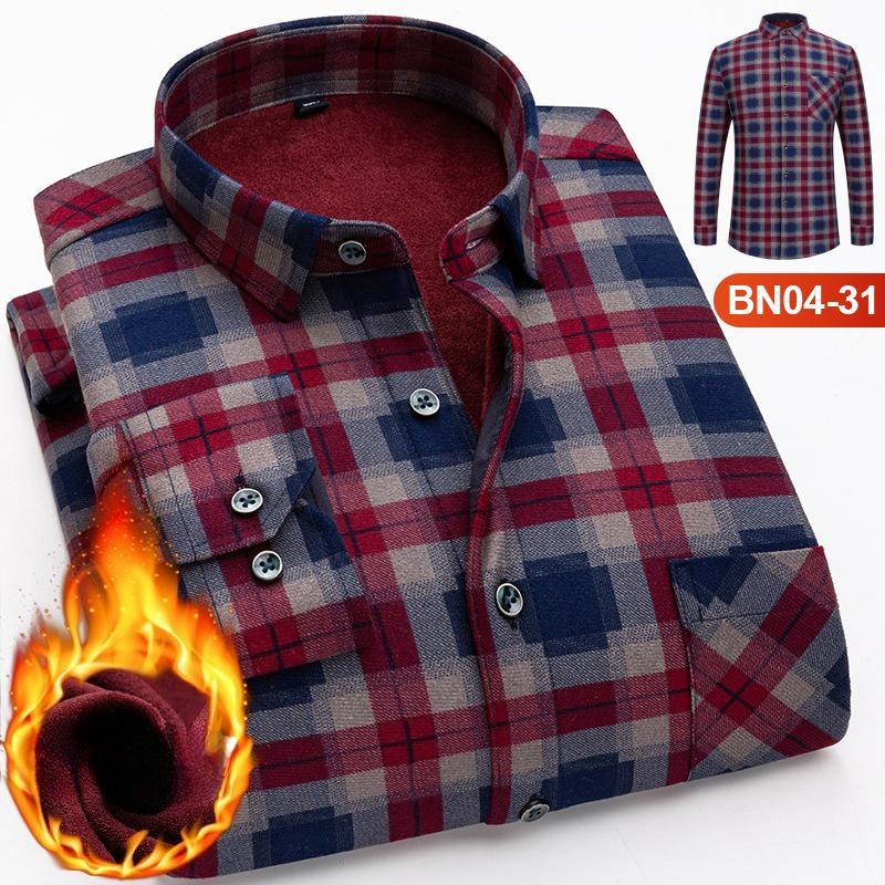 Winter Sherpa Lined Flannel Shirt Jackets for Men Long Sleeve Button Down Fleece Dress Shirts Men's Casual Warm Comfortable Thermal Shirt With Pockets