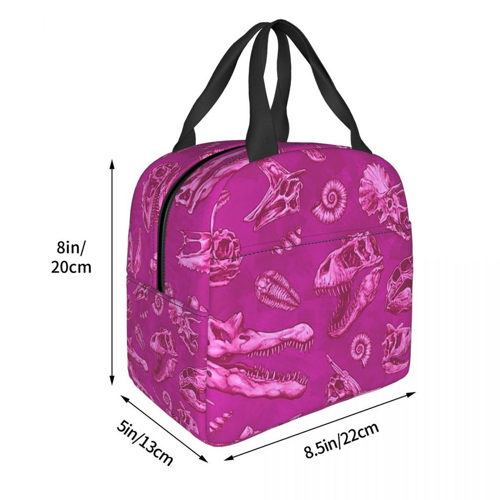 Pink Dinosaur Fossils Unearthed Insulated Lunch Bag for Women Office Cooler Thermal Food Box Tote Portable Lunch Boxes Container