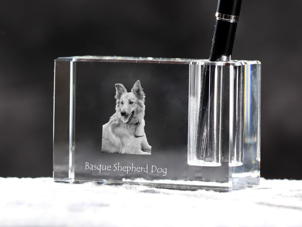 Basque Shepherd Dog, Basque Sheepdog – Pen stand, crystal organiser with dog photo | Art-Dog