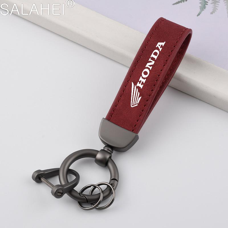 Car Styling Emblem Alloy Keyring Motorcycle Suede Leather Keychain For Honda Mugen Power Civic Accords CRV Hrv Jazz CBR VTEC VFR TO0