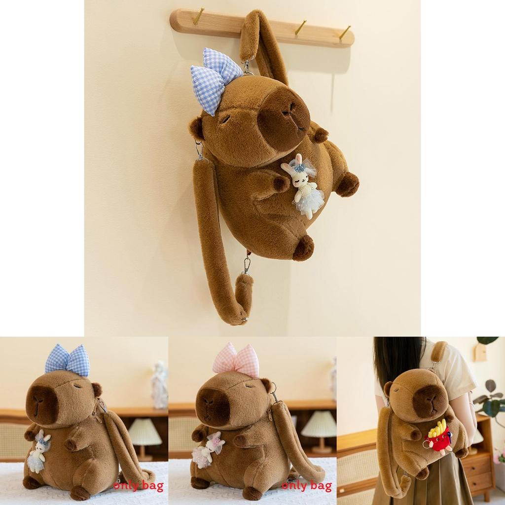 Cute Capybara Flower Burger French Fries Rabbit Decorative Plush Backpack For Girls And Kids