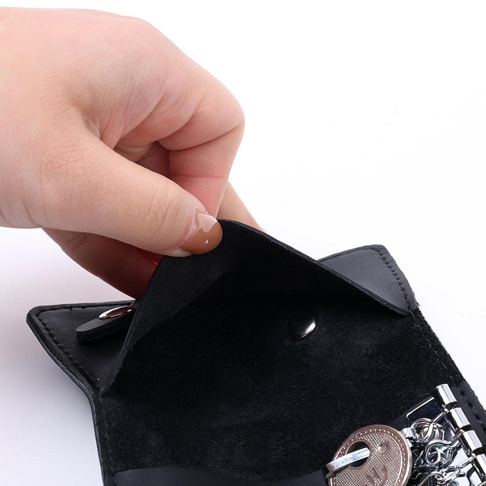 Portable Leather Keychain Men Women Housekeeper Key Holder Organizer Pouch Cow Split Car Key Wallet Key Case Mini Card Bag