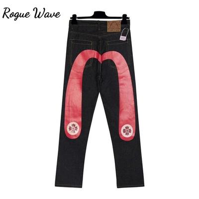 Pantaloni Drepți Denim Imprimați cu Personalitate Stradală Stil Japonez Retro Anii '90 Y2K Rock Gotic Punk Jeans Largi Haine de Cuplu