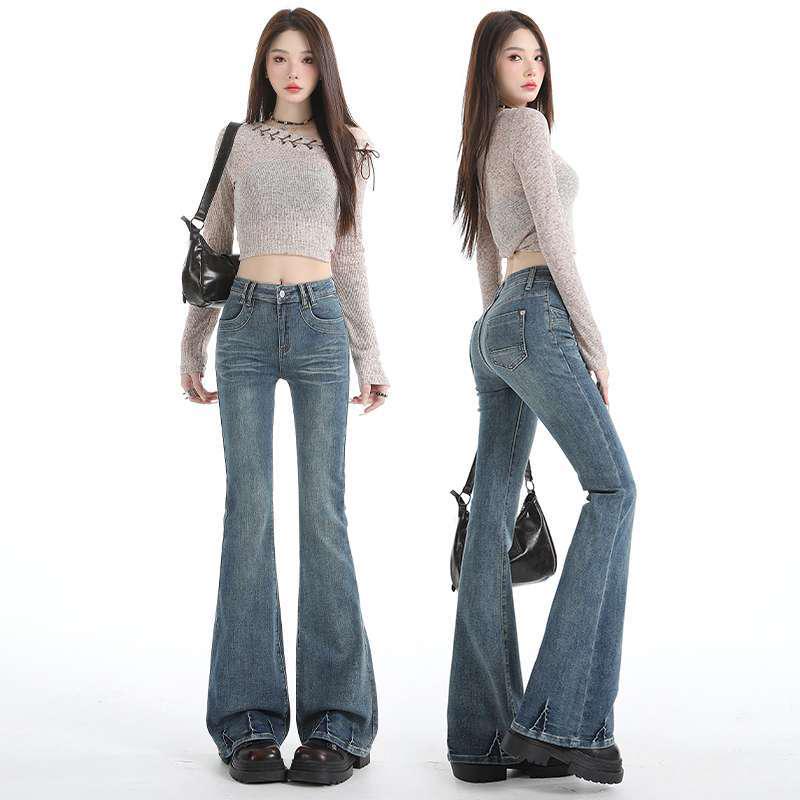 Women s Washed Ripped Low-Rise Micro-Flare Slimming Jeans Large