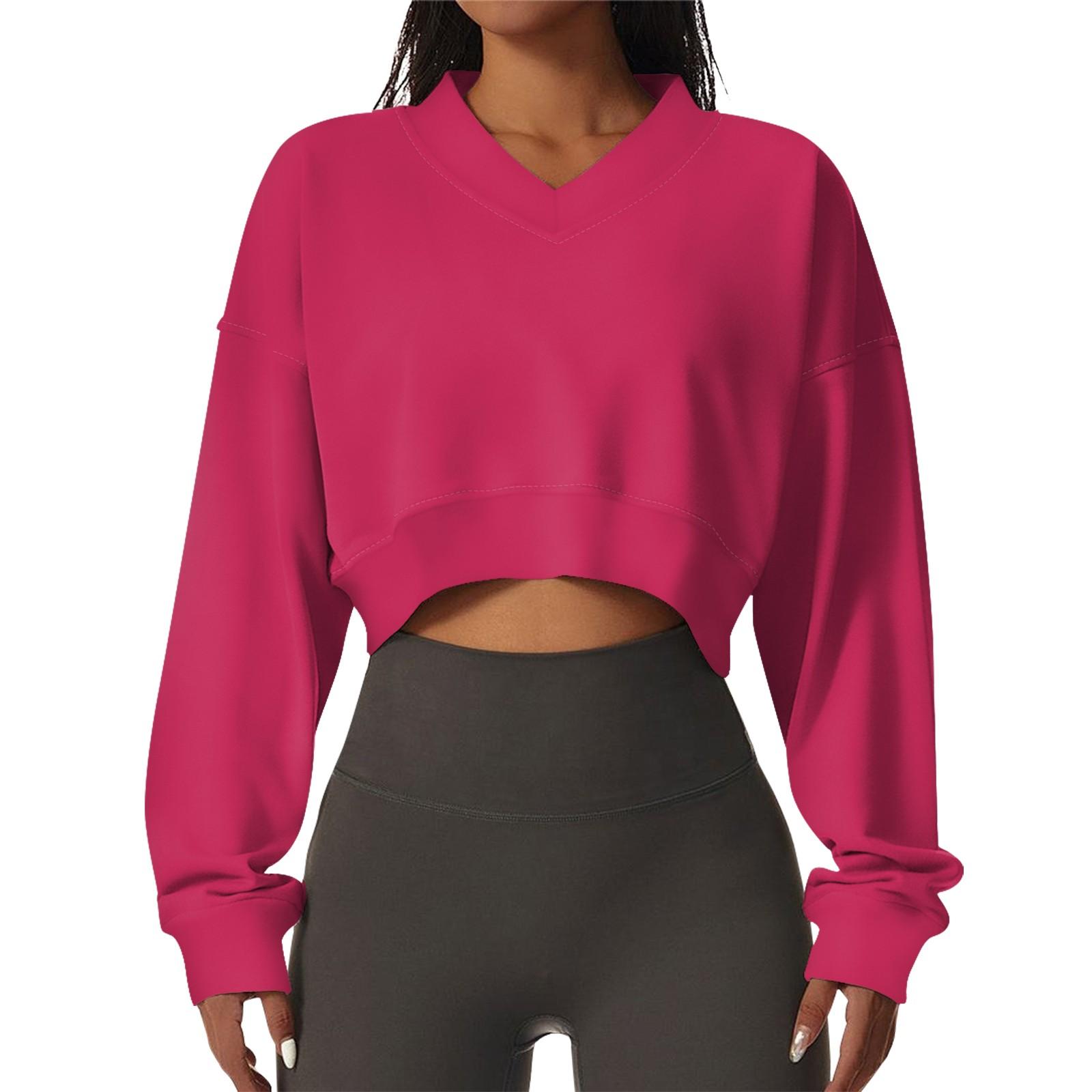 

Женская повседневная модная сексуальная удобная спортивная толстовка с длинными рукавами и V-образным вырезом L