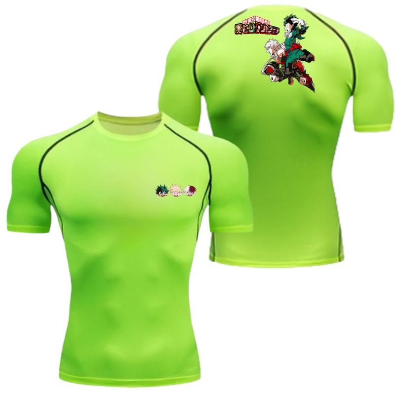 

Men Summer Athletic Compression T-Shirt Breathable QuickDry HighElasticity Short Sleeve Tee with Bold Izuku Midoriya Graphic Gym XXXL