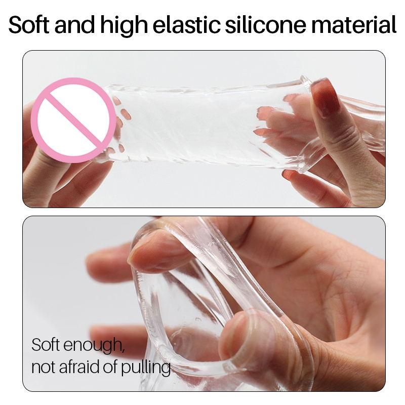 Reusable Condoms Crystal Cover Extend Condoms Delay Ejaculation Enhancer Penile Restraint Sex Toys