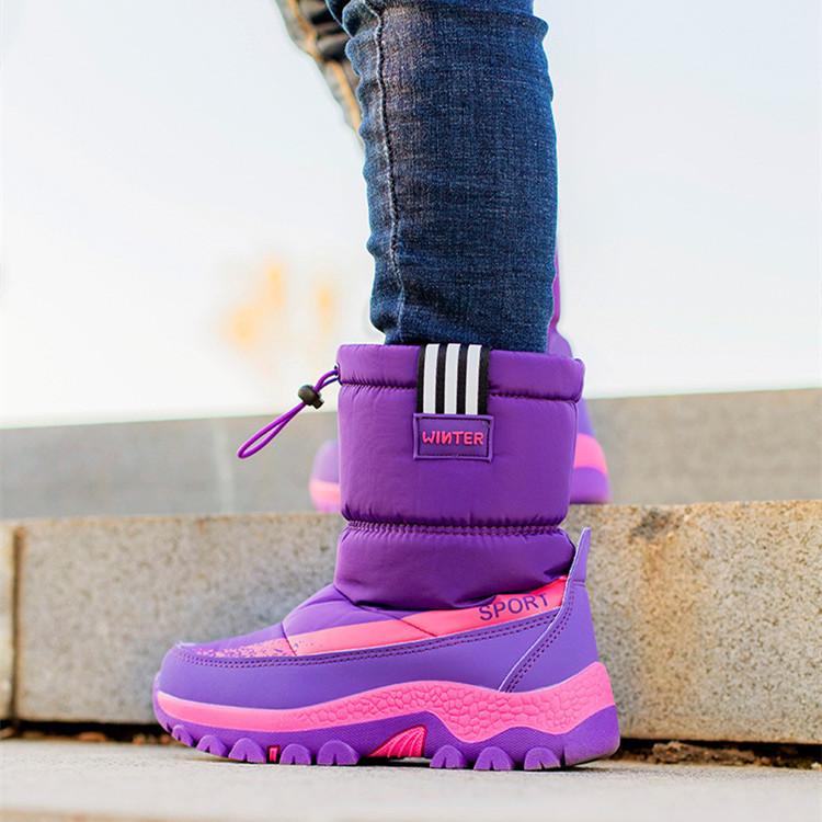 Thickened Childrens Boots Crampon Non Slip Warm Medium Snow Boots Winter Casual Waterproof Cotton Shoes Boys Girls