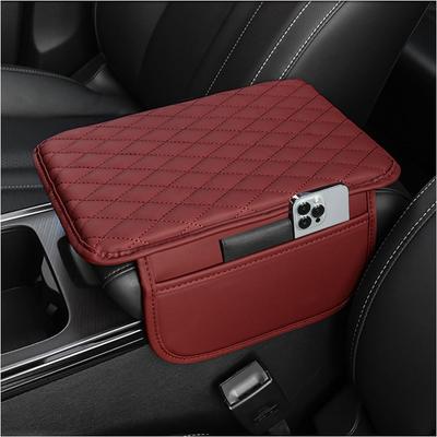Upgraded Car Center Console Cover,Microfiber Leather Car Armrest Cover Cushion with 2 Storage Bags,Universal Car Armrest Storage Box Car Interior