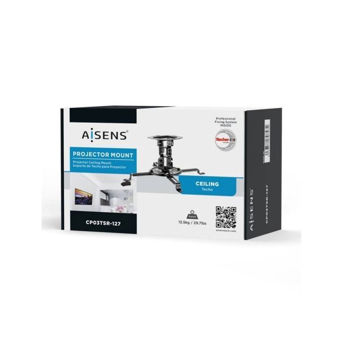 AISENS - CP03TSR-127 - Support Universel éco-pivotant, Inclus de Plafond pour PROJECTEUR 13.5KG, Noir