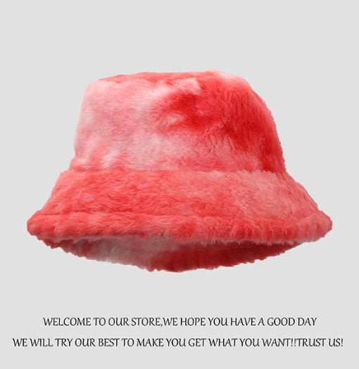 2023082058 Gradient Tie-dye Fleece Bucket Hat 10 Colors красный