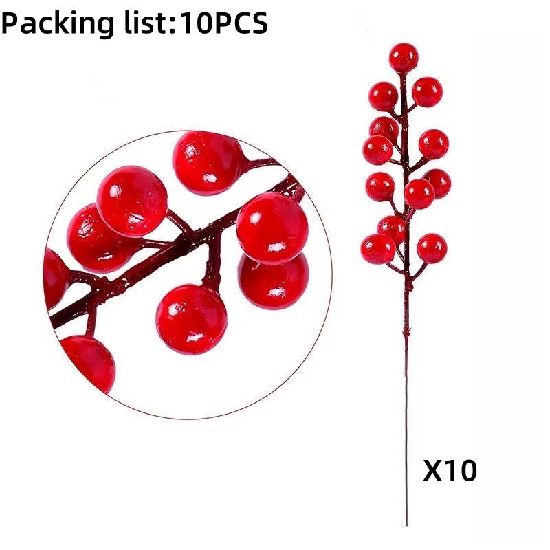 Fake Green Pine Artificial Flowers, Artificial Red Berry Stems, Christmas Pine Needles, DIY Garland Decorations-Home Decor