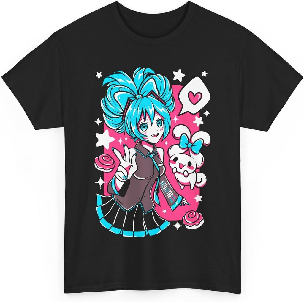 Unisex Koszulka Hatsune Anime T-Shirt Miku Melodic Digital Diva Estetyka Vovaloid Żywy Styl Żywy Pop Unisex T-Shirt