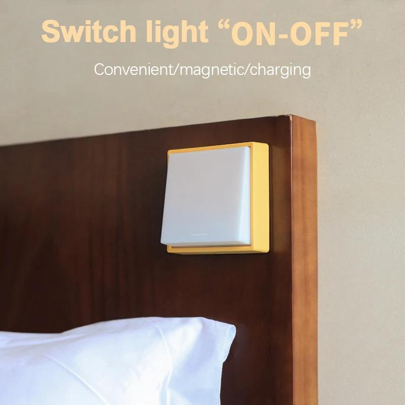 Design LED Night Light Simple Rechargeable USB Switch Light Magnet For Home Indoor Bedroom Bedsides Timing Creative Night Light