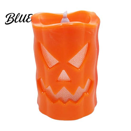Haunted House Decoration Light Flameless Halloween Candle with LED Light Ghost Face Pumpkin Skull Design Outdoor Safe Battery Operated Indoor