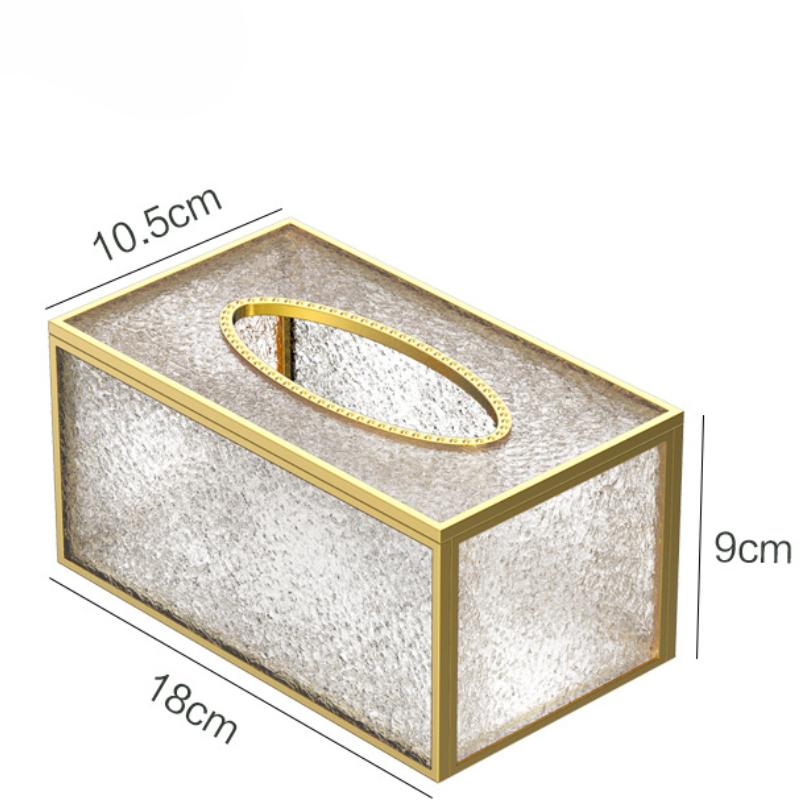 1pc Glass Tissue Box Ornament Bedroom Desktop Tissue Box Living Room, Bathroom, Dining Room Desktop Paper Box Home Decor