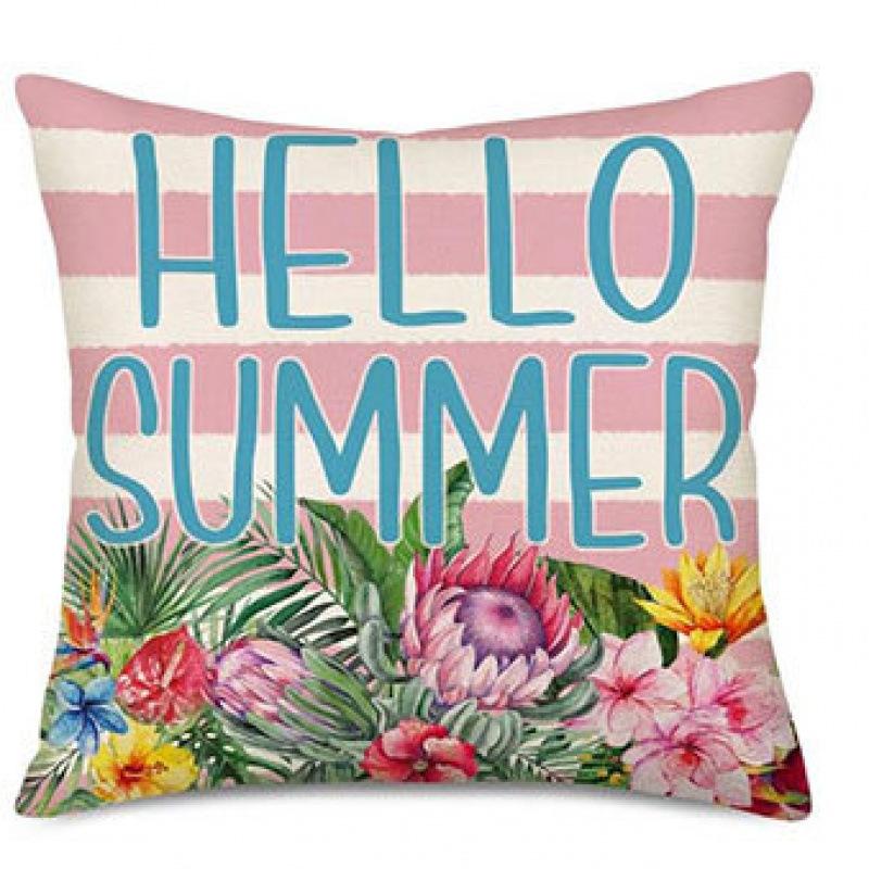 Summer Beach Aquarium Pillow Pattern Linen Material Summer Living Room Sofa Decorative Pillow Cover