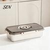 Portable Picnic Food Box Airtight Stainless Steel Bread Storage Box, Clear Lid And Date Recording Multi Purpose Dry Keeper Knob Keeper, Large