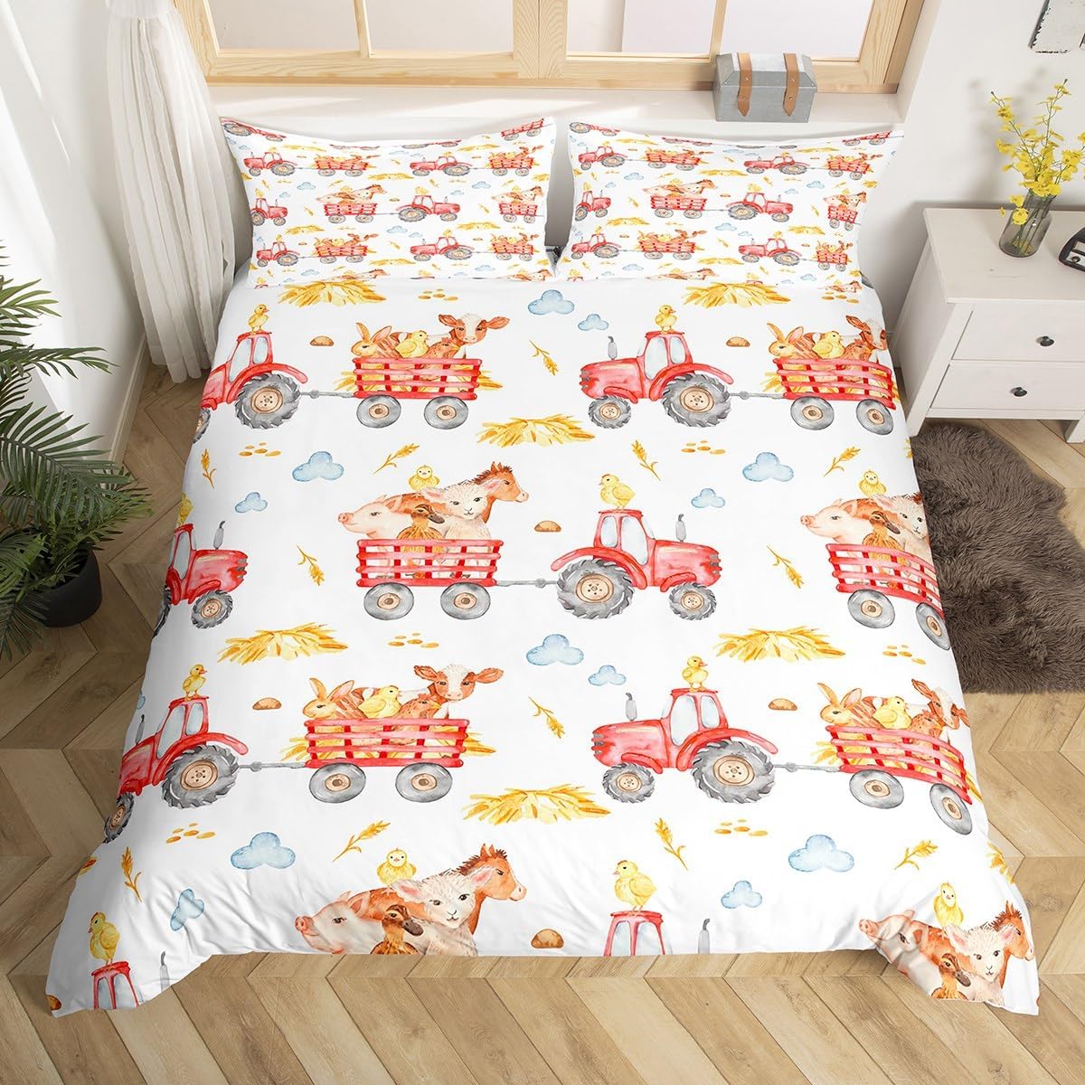 

Comforter Cartoon Monster Truck Car King Size Bedding Suitable For Kids Boys Teenagers Room Decoration 3-Piece Set Comforter (quilt)-EU Single(135*200cm)3pcs
