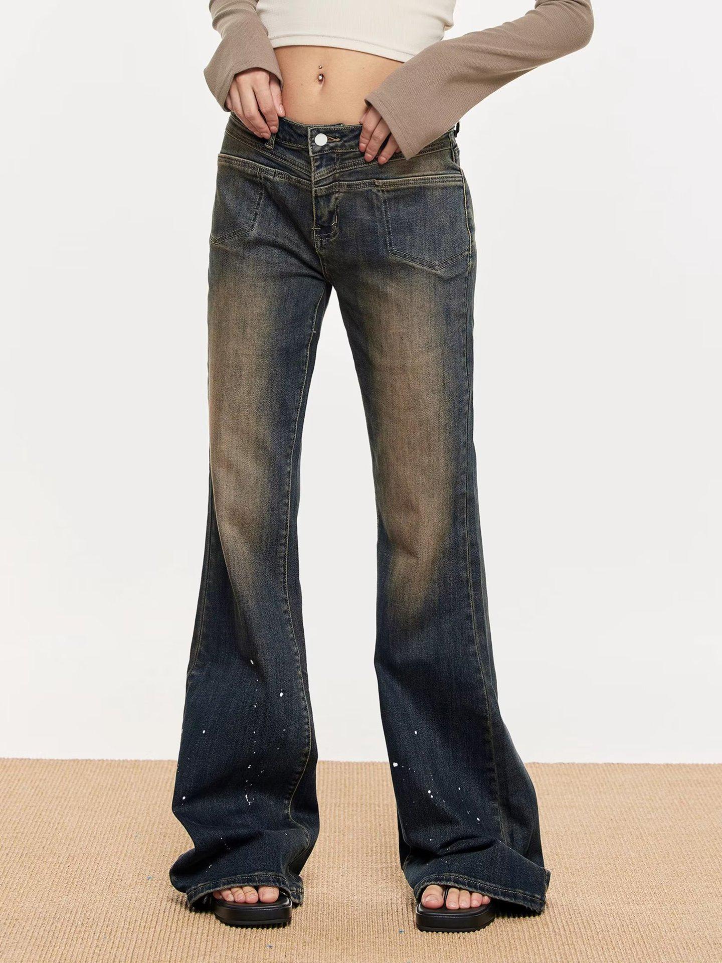 

Стильные женские джинсы микроклеш с высокой посадкой, утягивающие, длиной в пол, для весны и осени. 4XL жёлтый