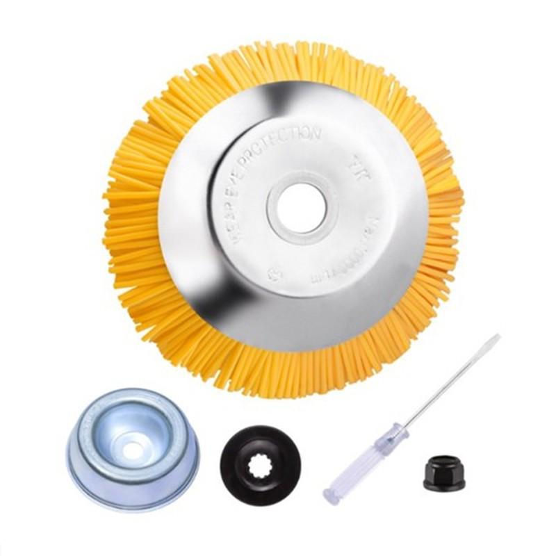 8" Nylon Wire Weed Trimmer Head: Bowl-Shaped Grout & Grass Removal Disc Brush - Lawn Mower Accessory