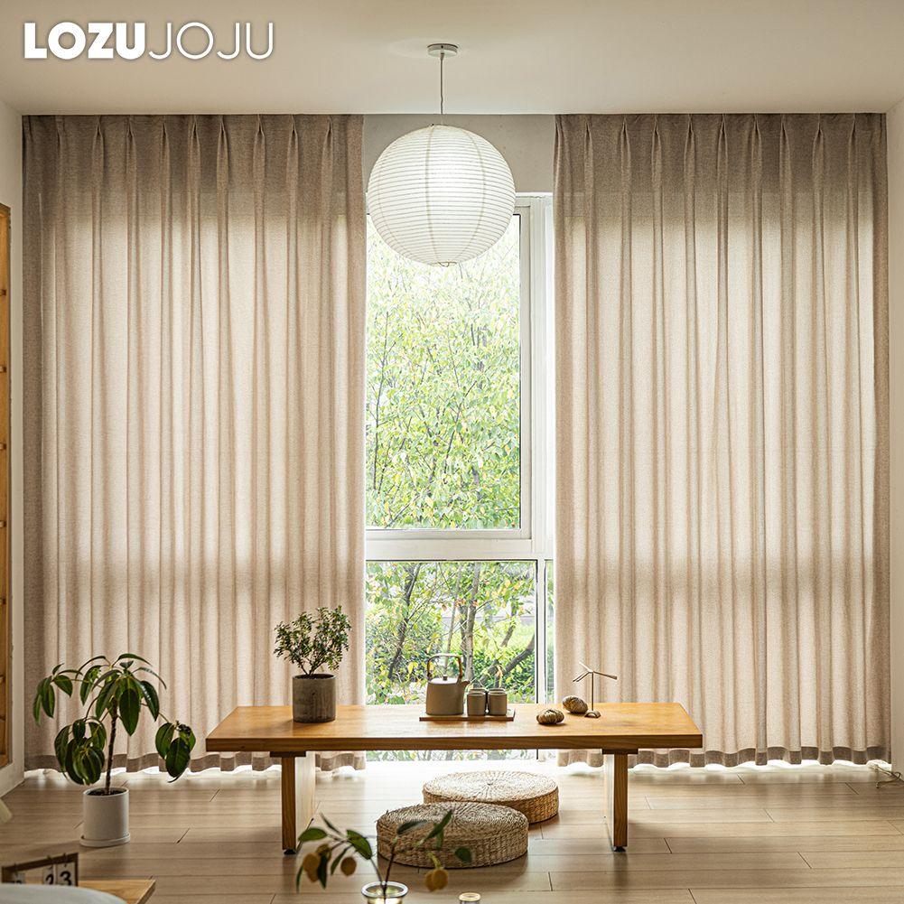 1PC LOZUJOJU Cream Style Semi Blackout Curtains Japanese Imitation Linen Thick Curtains for Bedroom Living Room Balcony Window for Home Decor