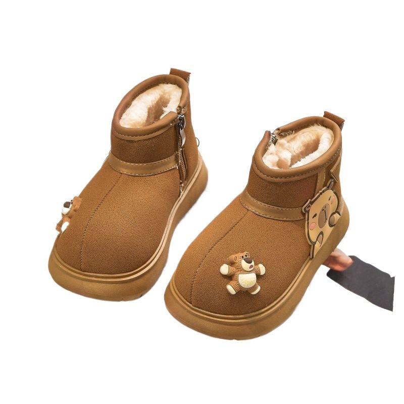 Kapibara cute big head cotton shoes 2025 winter boys and girls thickened and velvet snow middle and older children warm and non-slip