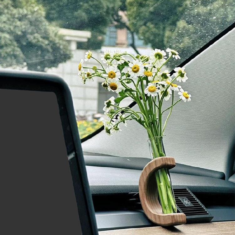 Wooden Car Vent Propagation Vase Holders with Glass Tube Automotive Interior Charm for Plant Display & Interior Decors