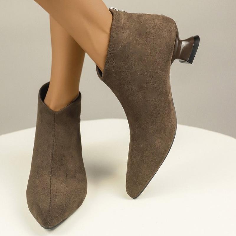 Mode Spitzschuh Niedriger Absatz Stiefeletten Damen 2025 Neue Mode Stiefeletten