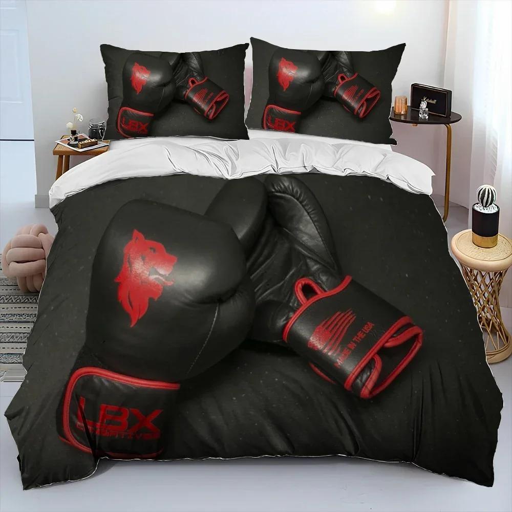 3PCS Single-sided Boxing Gloves Boxer Fight Printed Comforter Bedding Sets Comfortable Bedspreads Comforter Duvet Birthday Gift