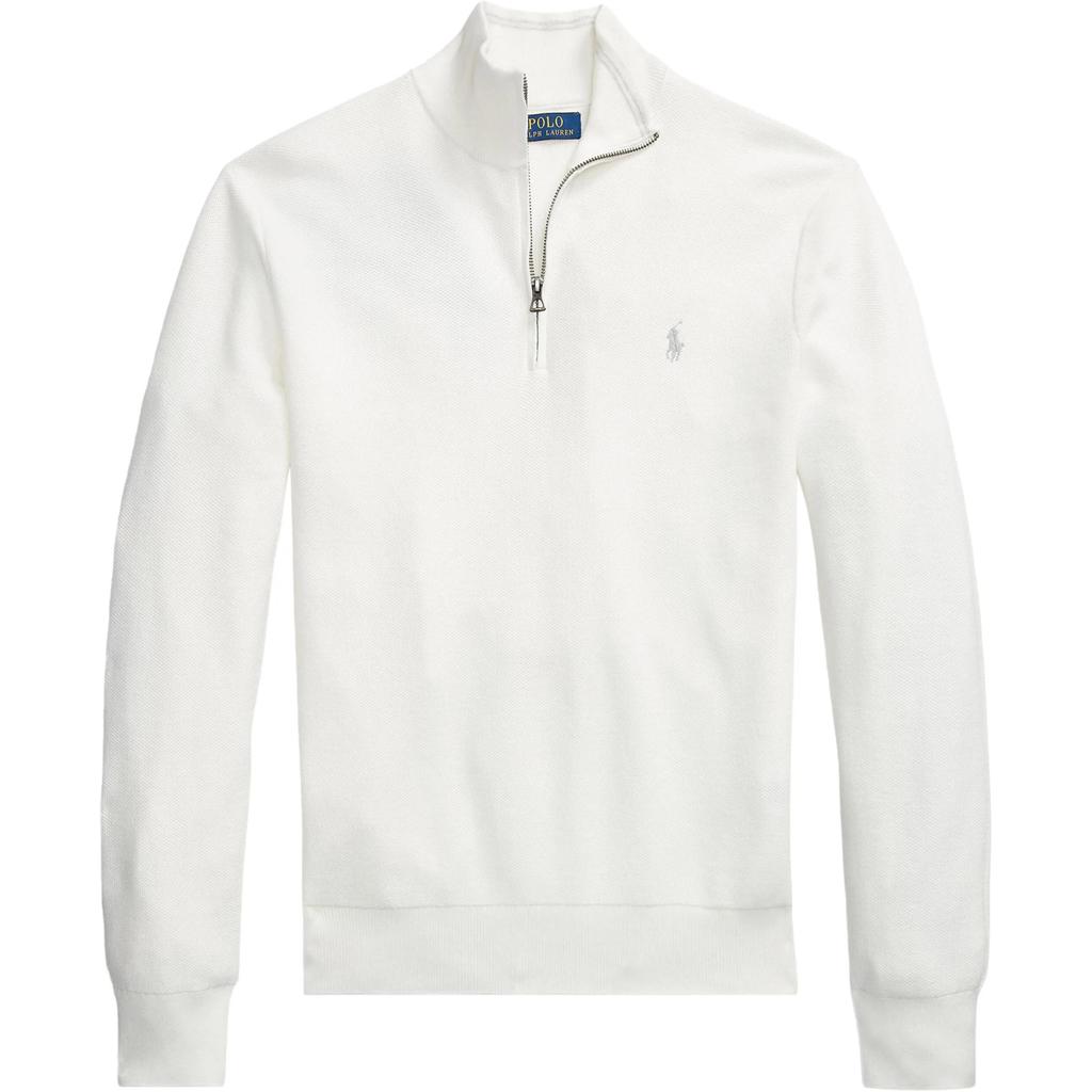Maglione a coste a manica lunga Polo Ralph Lauren tinta unita vestibilità regular da uomo Bianco 710932304-502