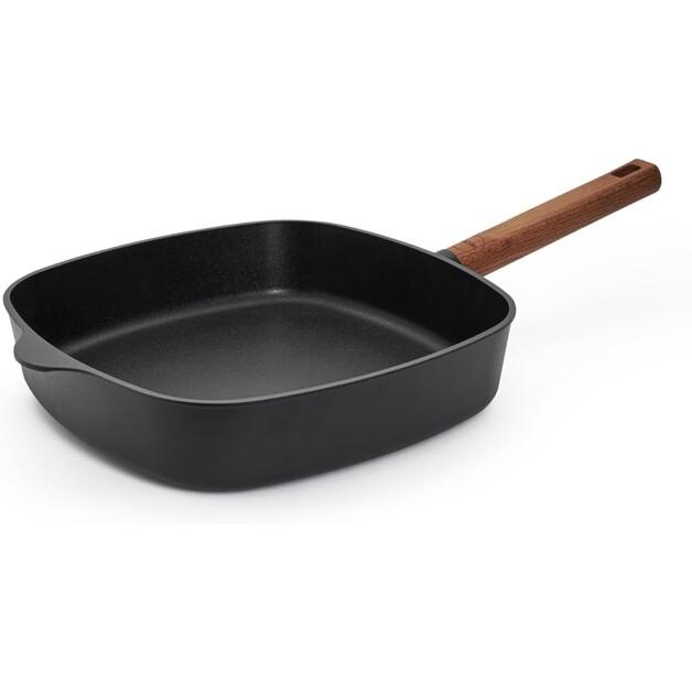 Woll Eco Logic QXR Cast Iron Induction Frying Pan with High Sides 28 Cm with Wooden Handle (728WLCI-Q)