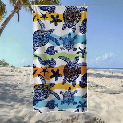 Sea Turtle Pattern Beach Towel, Soft Quick-Drying, Perfect For Portable Outdoor Travel, Swimming, Camping And Summer Beach