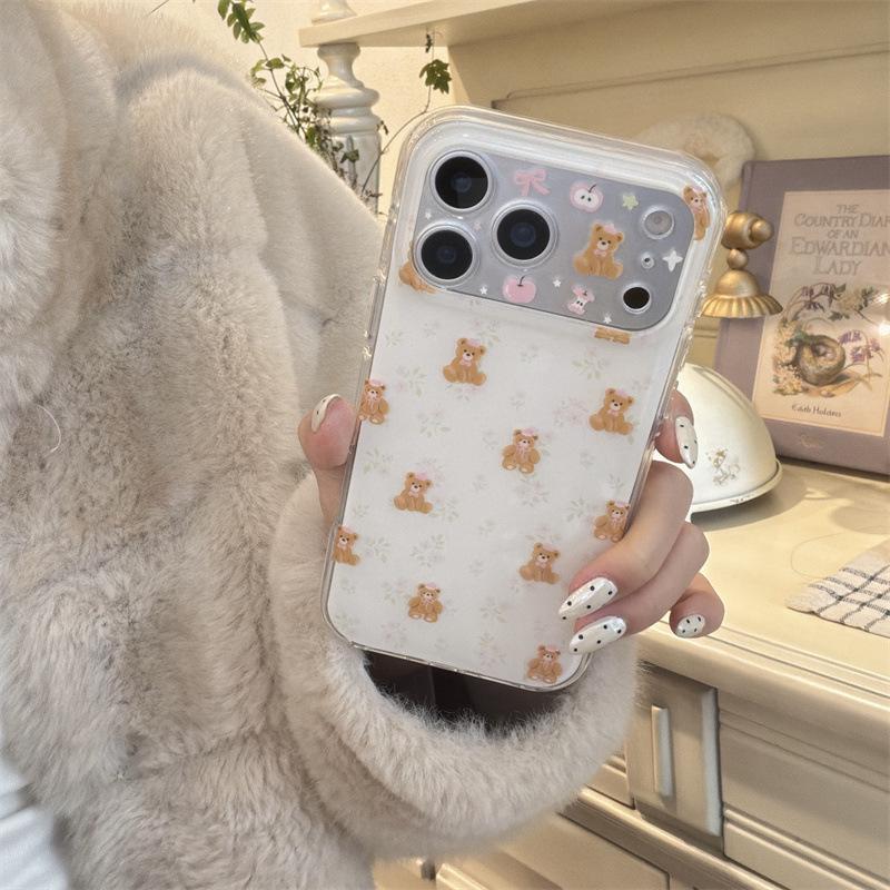 Floral Bear Pattern Phone Case for iPhone 17/16 Pro Max/15 Pro