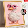 DIY Frameless Pearl Art Painting Kit Cute Duck Wearing Pink Glasses 3D Sparkling Bead Canvas Gift for Craft Lovers Decor