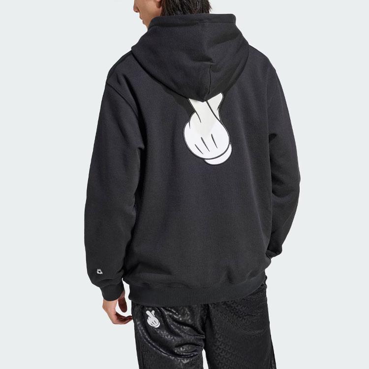adidas Originals X Mickey Mouse Appliqué Hoodie With Cartoon Print Back Men Hoodie Black IY2274