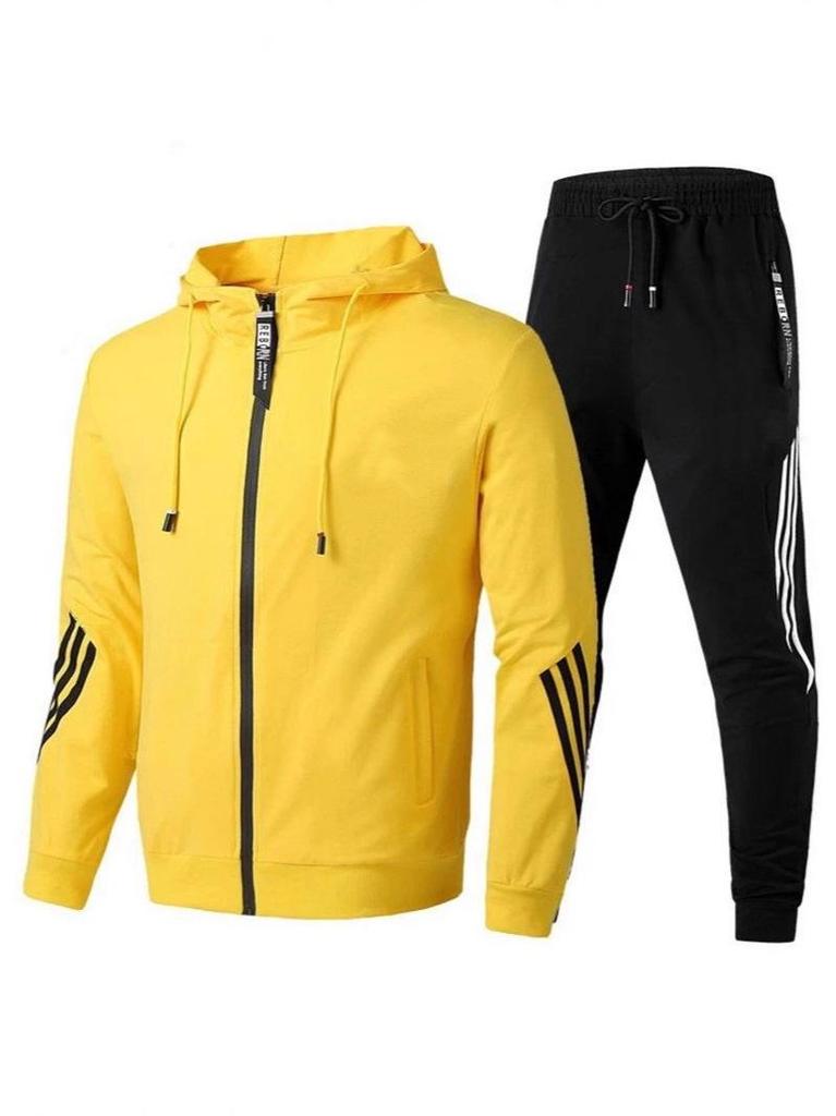 Men's Spring & Autumn Sport Casual Hoodie and Sweatpants Set - Three Color Options