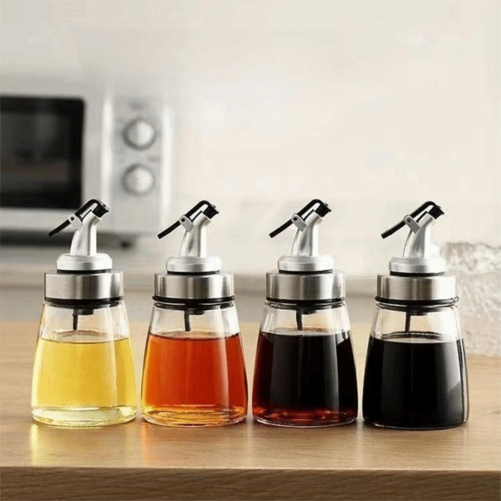 2PCS 160ML Glass Oil Bottle with Anti-drip Spout Kitchen Soy Sauce Bottle Vinegar Bottle Restaurant