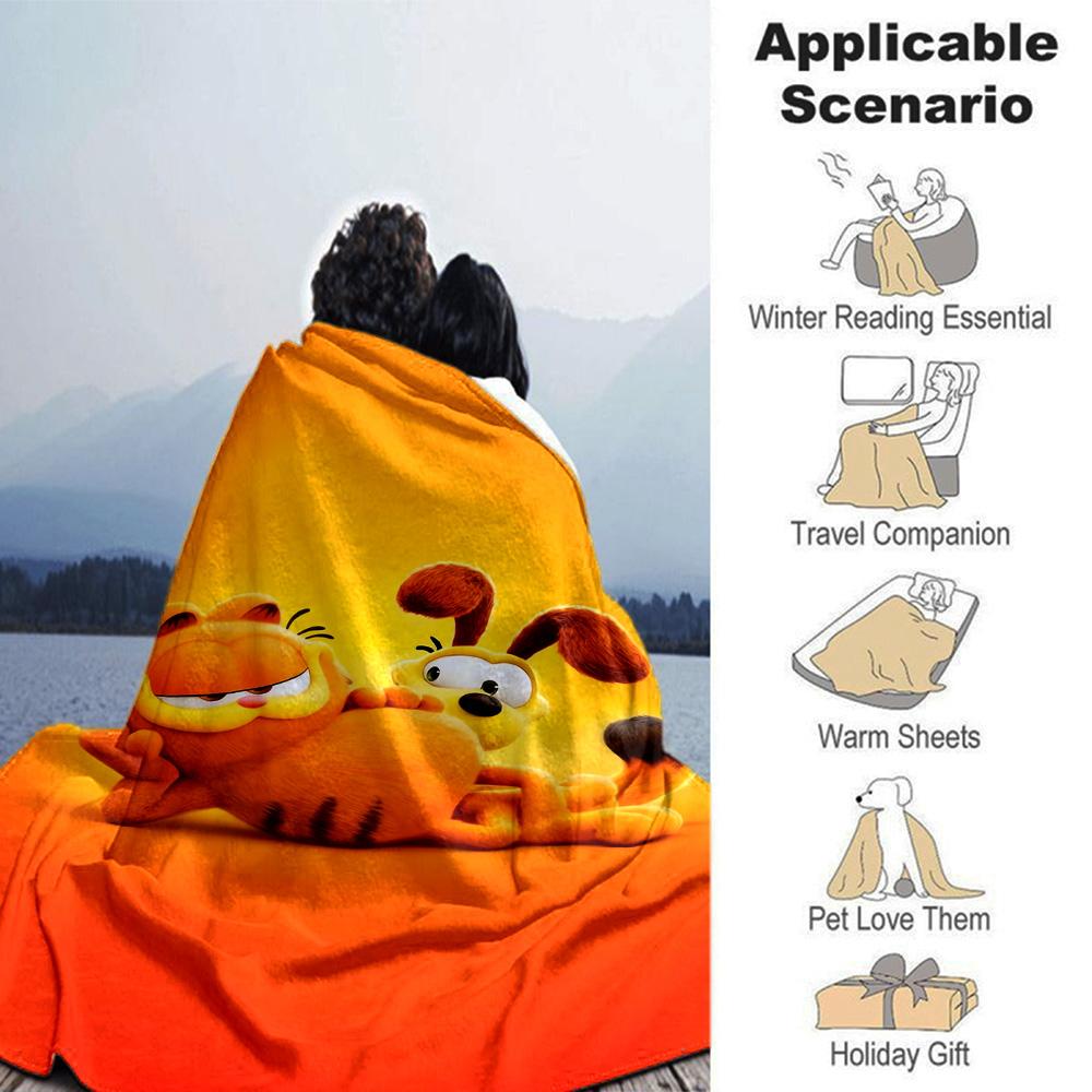 Garfield Puss Boots Flannel Blanket Super Soft Warm Cozy Blanket For Sofa Bed Office Travel Allseason Home Decor Gift